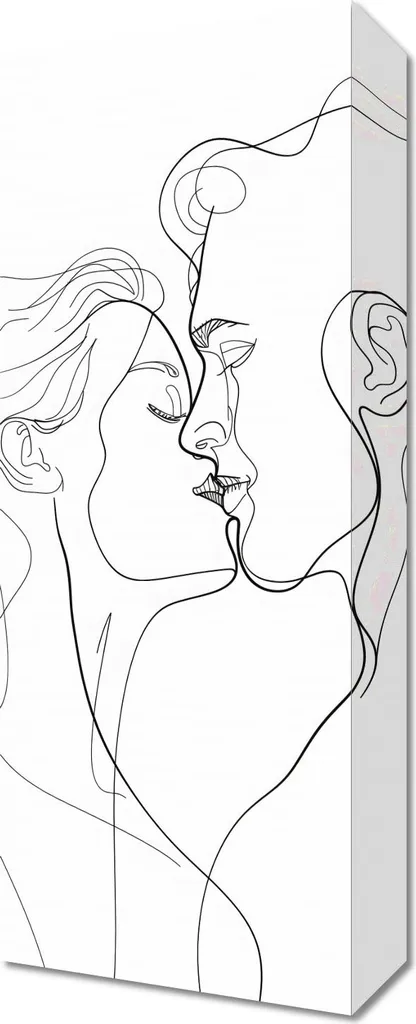 Quadro Moderno Economico 20x50 cm - Stampa Amore e Linee Astratte