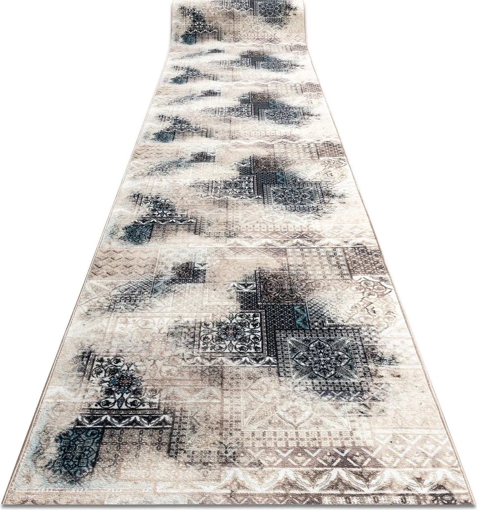 Grand Tapis Beige Patchwork Vintage 100x190 cm - Textile Doux et Durable