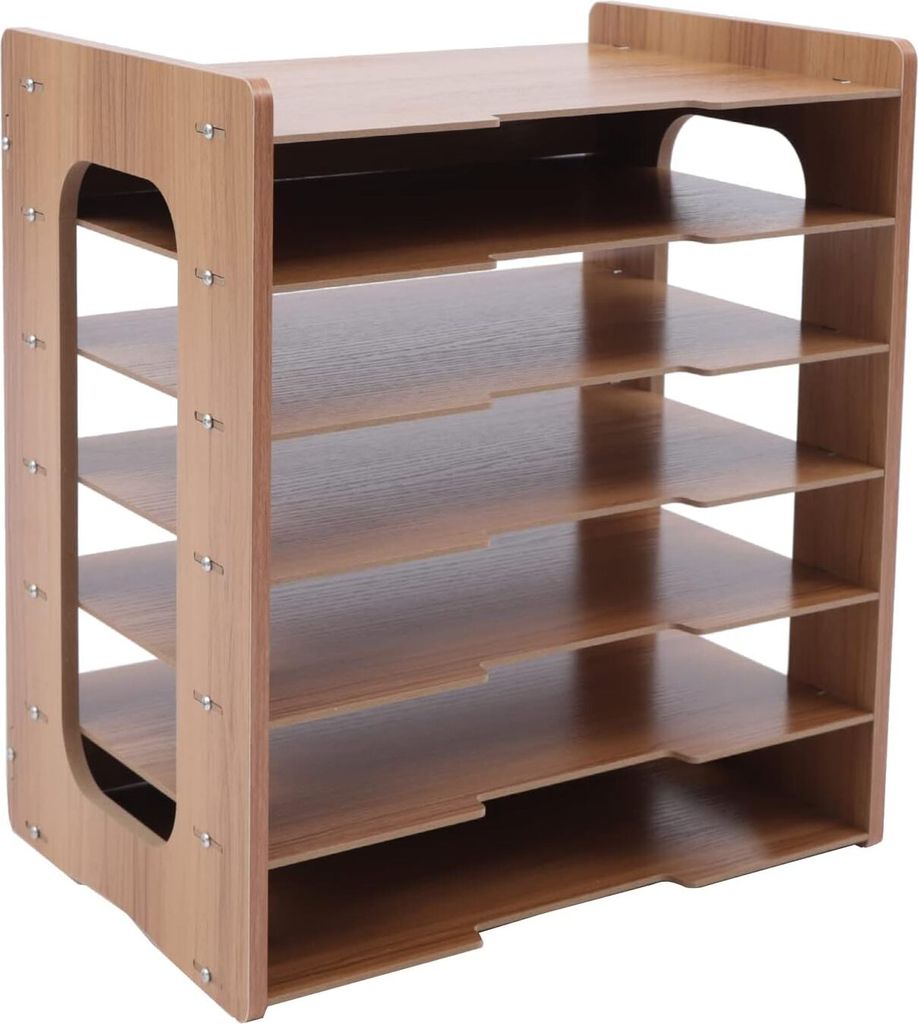 7 Tier Holz Dokumentenhalter Multifunktionaler A4-Schreibtisch-Organizer Schreibtisch Desktop-Aktenhalter für Heim büro Kirsche