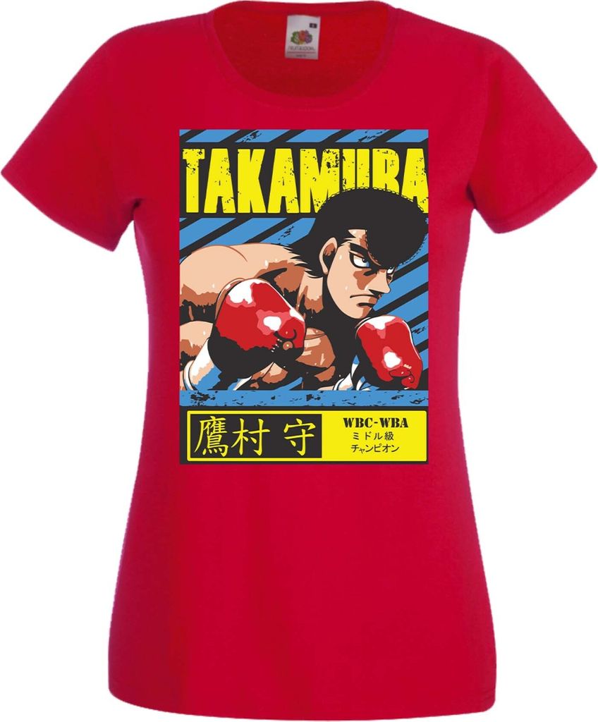 Damen T-Shirt Manga Anime Hajime No Ippo Mamoru Takamura Mamoru Takamura, Lady 2XL / Rot