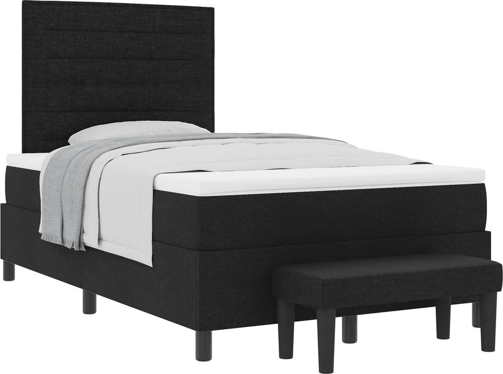 vidaXL Boxspringbett mit Kopfteil Schwarz 120 x 190 cm Stoff