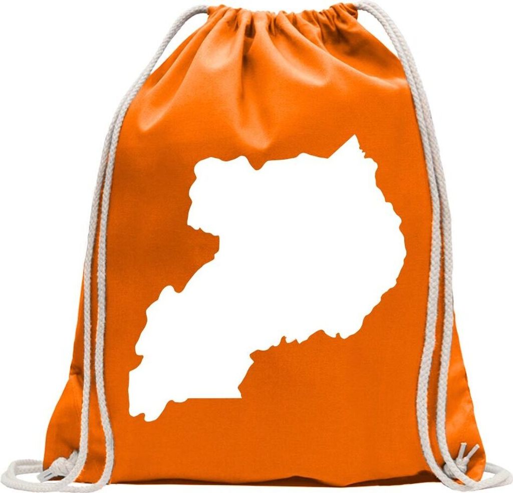 Kiwistar - Turnbeutel - mandarin - Uganda Umriss Kontur - Fun Rucksack Sport Beutel Gymsack Baumwolle mit Ziehgurt