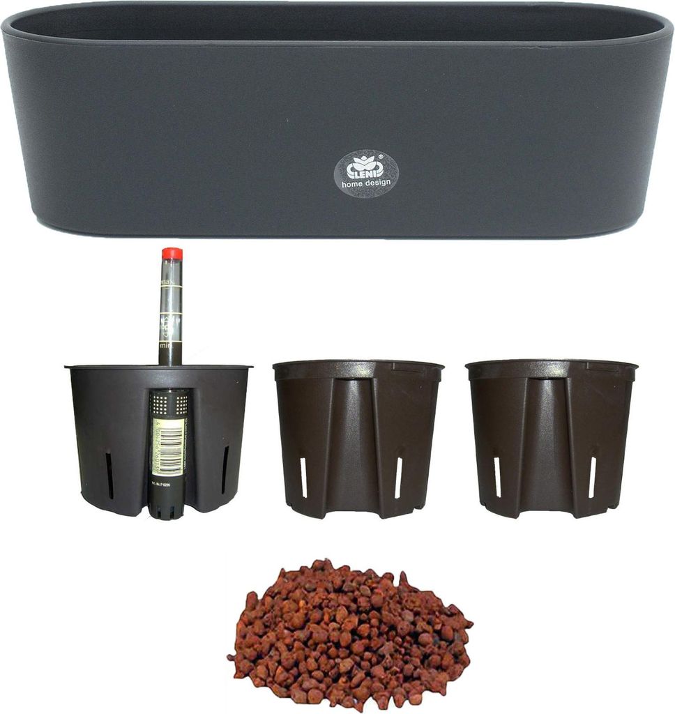 Set6 6 teilig Kunststoff Flori Pflanzschale schwarz für Hydrokultur L 51.0 cm B 18.5 cm H 15.0 cm