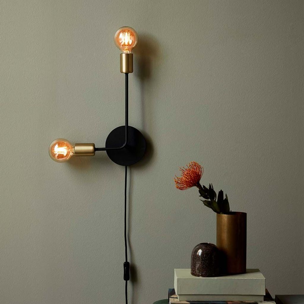 Nordlux Wandleuchte Josefine Schwarz, Messing 48941003