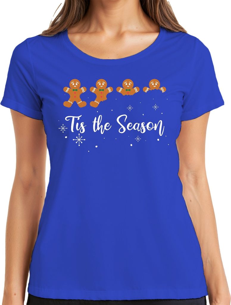 Tis the Season Lebkuchen - Weihnachten Weihnachtsgeschenk Christmas Damen T-Shirt, Blau, M