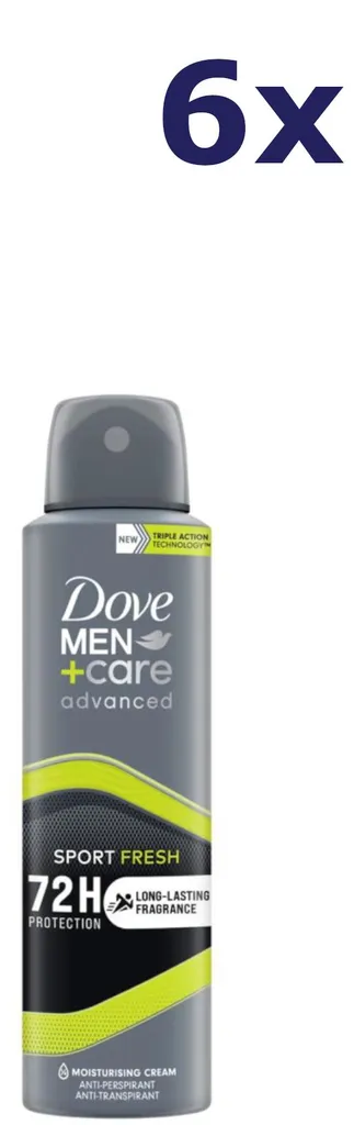 Dove Men+Care Advanced Sport Fresh : Lot de 6 Déodorants Spray 150ml