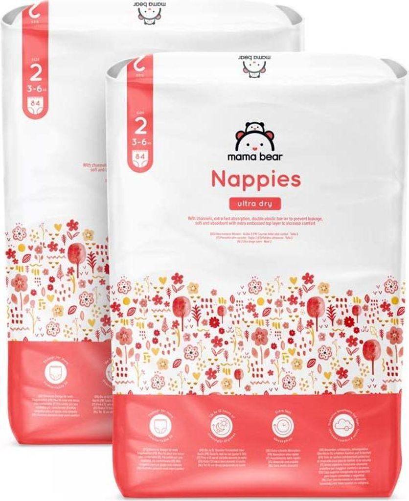 Couches Mama Bear Ultra Dry taille 2 (3-6 kg) - BOÎTE Image du produit 