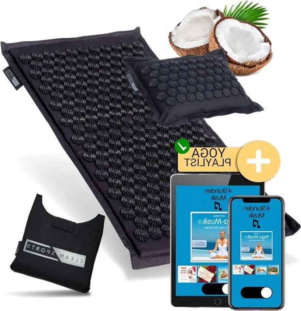 Tapis d'acupression avec coussin en lin et coco pour massage de relaxation