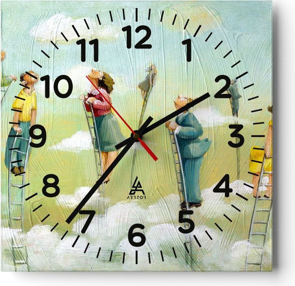 Wanduhr - Quadrat - Glasuhr - Abstraktion modern - 30x30cm - Schleichendes Uhrwerk - Lautlos - zum Aufhängen bereit - Dekoration Modern - Wanddeko...
