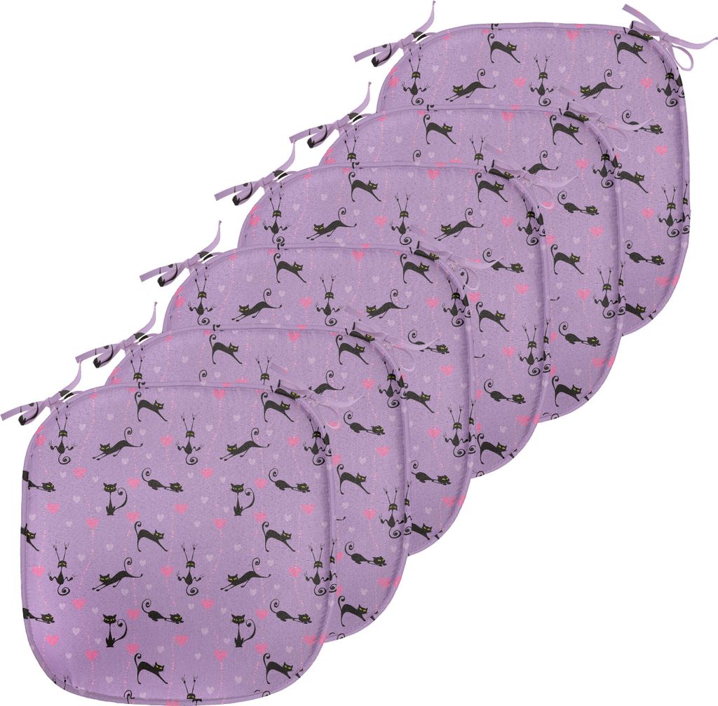 ABAKUHAUS Teen Zimmer Polster für Esszimmerstühle, Kleine Kätzchen-Herzen, Dekoratives wasserfestes Kissen mit Riemen für Küchensitze, 40 cm x...