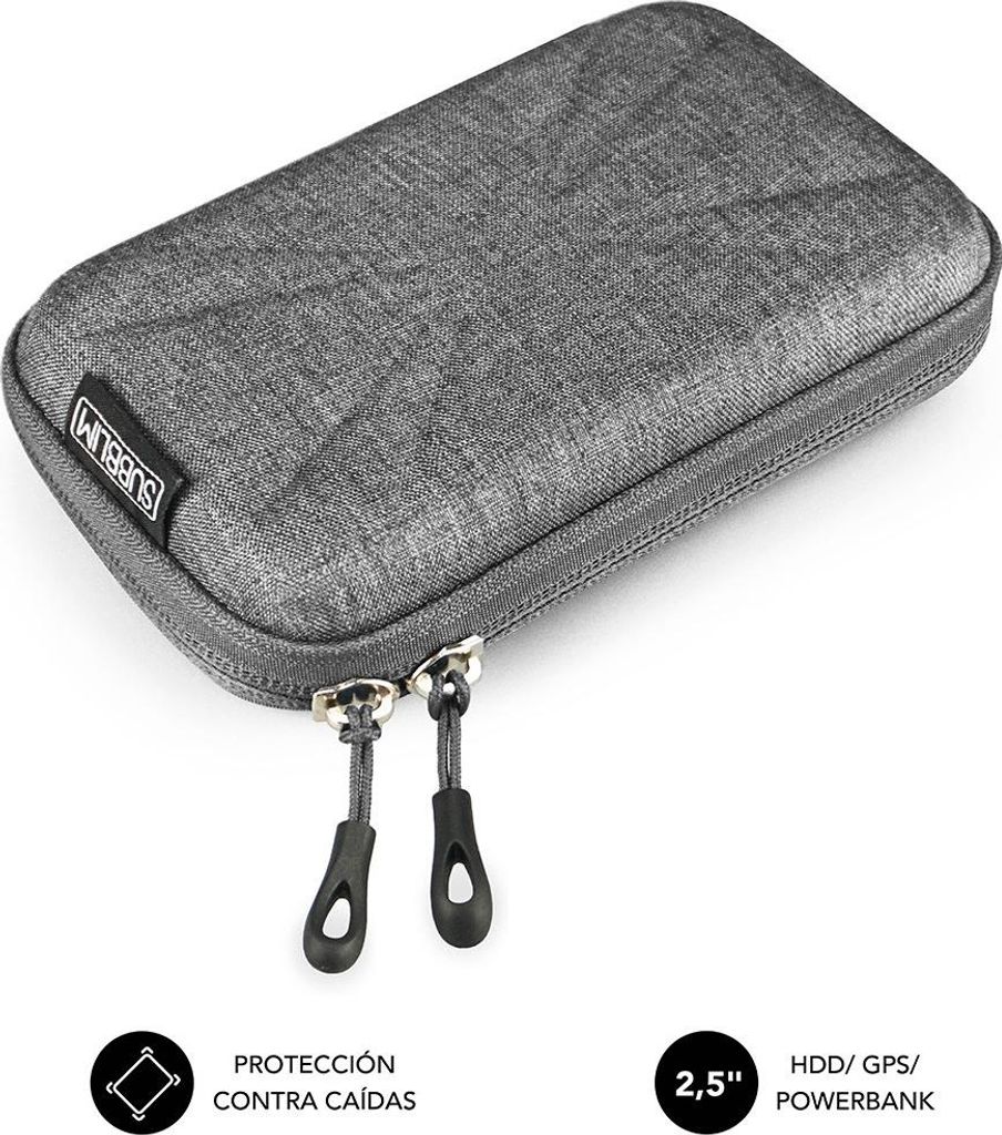 SUBBLIM SUB-HDD-HBC002, Beuteltasche, ABS Synthetik, Polyurethan, Schwarz, 2.5", Jede Marke, Compatible con el 99% de los HDD de 2,5" del mercado y...