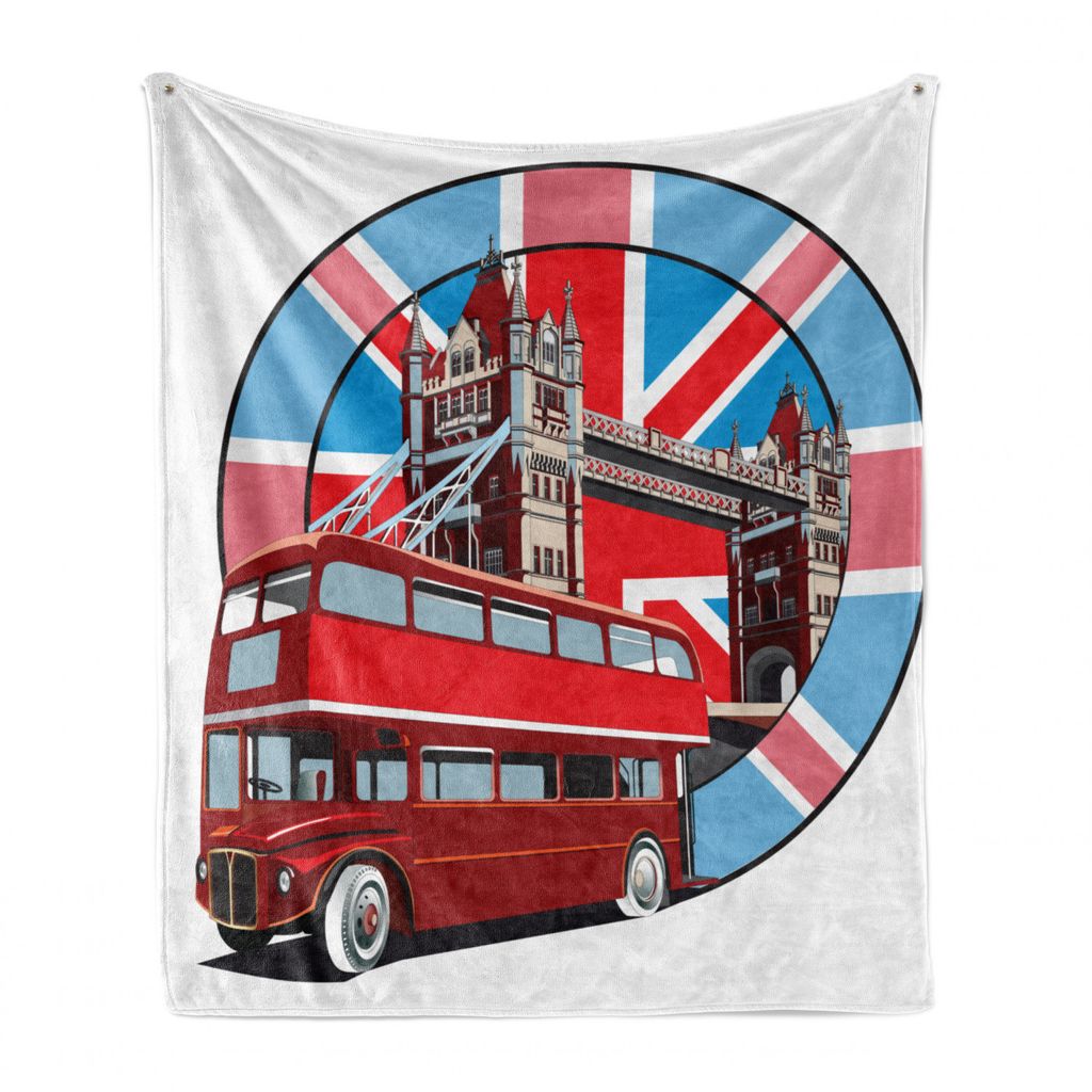 ABAKUHAUS London Weich Flanell Fleece Decke, Britische Metropol Stadt, Gemütlicher Plüsch für den Innen- und Außenbereich, 125 x 175 cm, Mehrfa...