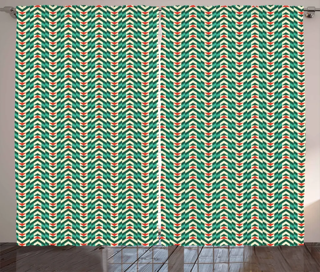 Tenda per Camera da Letto ABAKUHAUS 280x175 cm Verde e Rossa