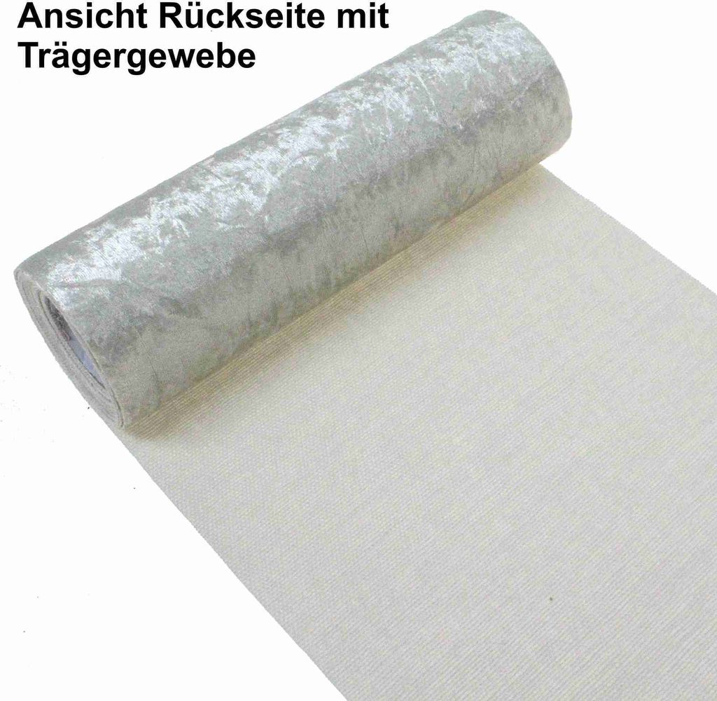 3m Dekostoff Samt B20cm Tischläufer Tischband Deko Stoffband Bastelstoff Stoff, Farbe:silber
