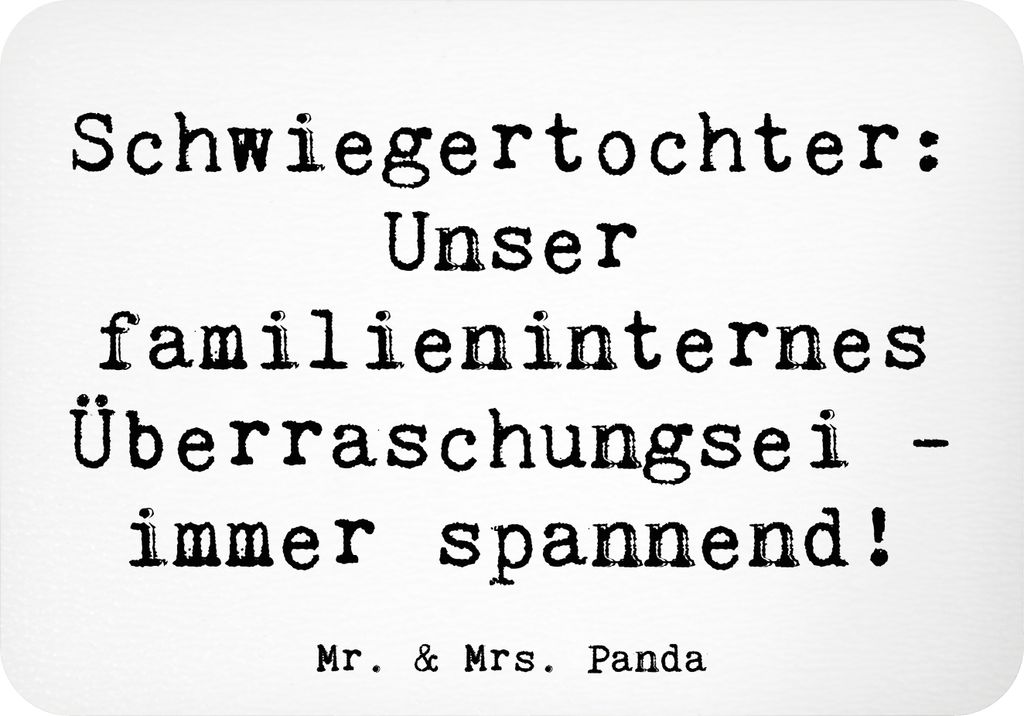 Mr. & Mrs. Panda Dekomagnet Spruch Überraschungs-Schwiegertochter - Weiß - Geschenk, Familie, Überraschung, zettelhalter, Beziehung, Kühlschran...