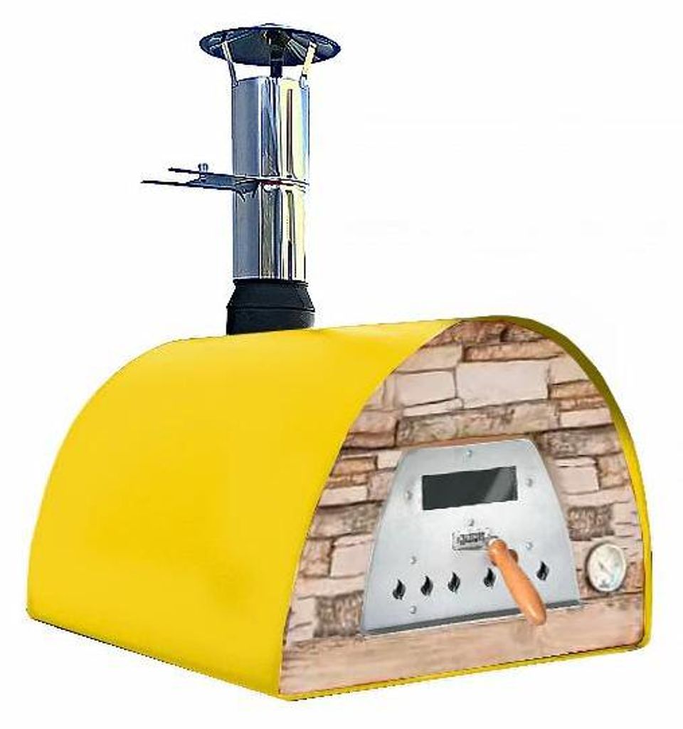 Veloce Pro 70 Holzbackofen – Schieferfront Terrakotta Ofenfarbe: gelb Ofengestell: Gestell Atlas schwarz