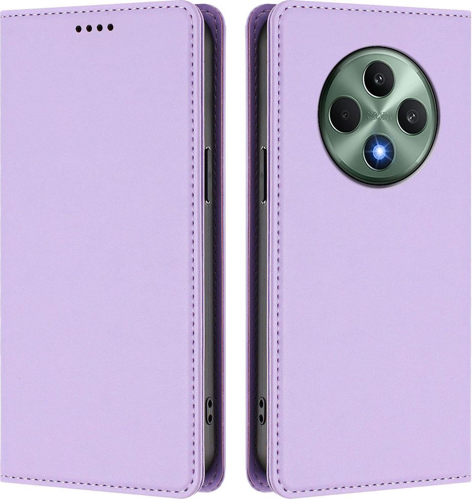 Handyhülle für Oppo Reno12 F 5G/Reno12 F 4G, Kunstleder Klapphülle Stoßfeste Magnetische Hülle mit Ständer Violett