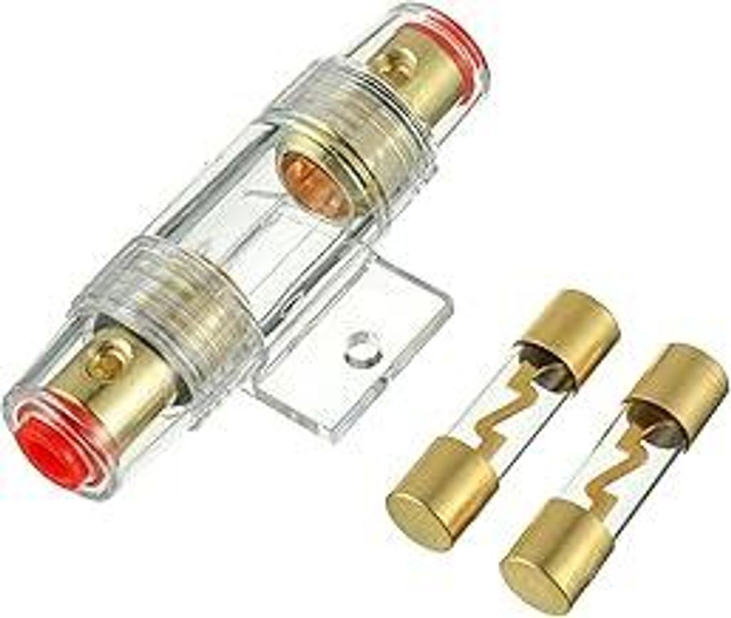 BOJACK 30A AGU Sicherungshalter Inline Auto Automotive Audio Sicherheit schützen Glasrohr vergoldet Mit 2 Stück 30 Amp AGU Sicherung