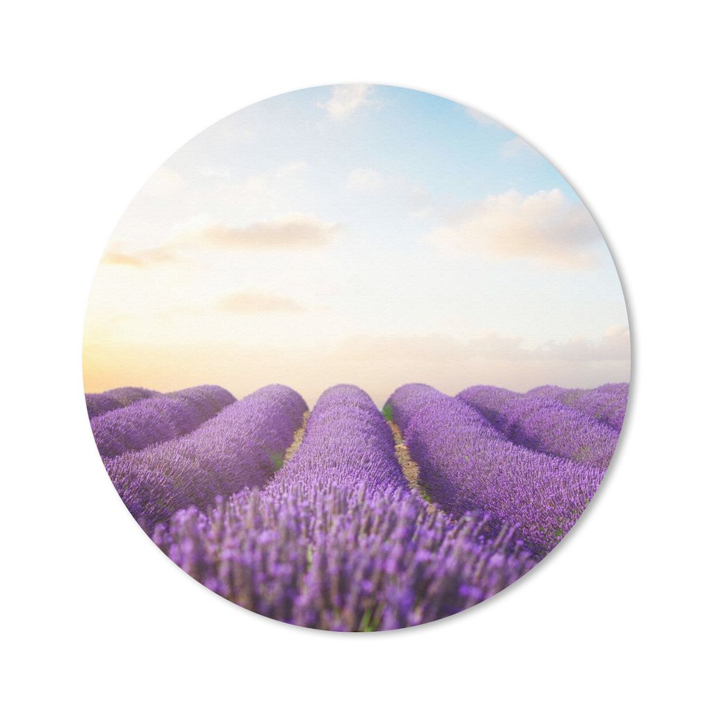 MuchoWow Mauspad Mousepad Lavendel - Himmel - Wolken - Blumen 40x40 cm - Mousepads - Maus Mat - Pad - Mausunterlage - Schreibtisch Accessoires
