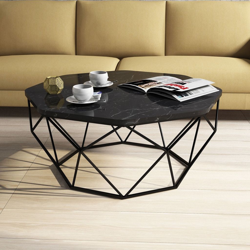 Skye Decor, Diamond - Black Marble, Couchtische, Schwarz, 90 x 38 x 90 cm