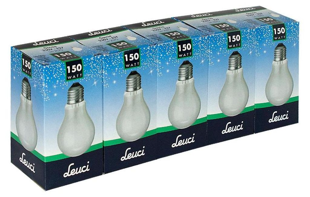 5 x Leuci Glühbirne 150W E27 MATT A67 Glühlampe 150 Watt Produktbild 