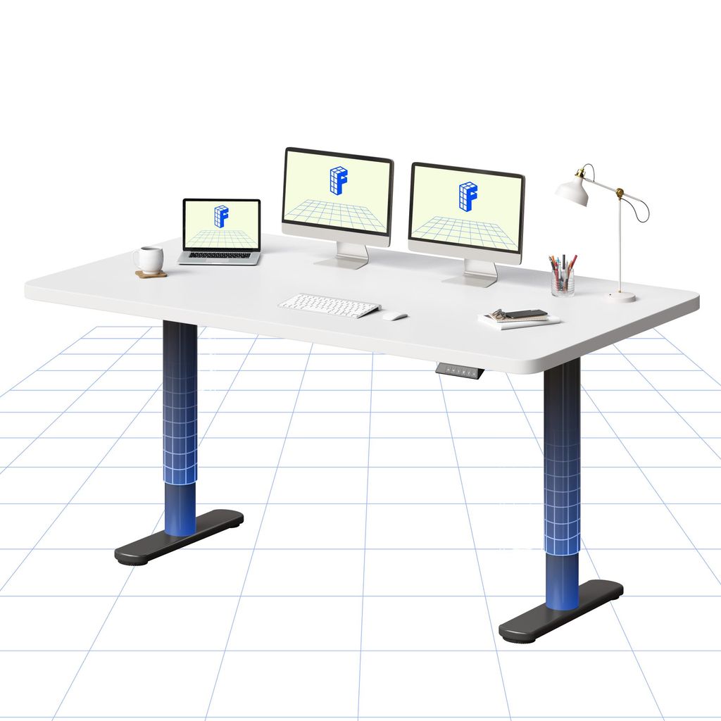 FLEXISPOT CylineX Höhenverstellbarer Schreibtisch 160x80cm mit eleganten abgerundeten Tischbeinen, 25mm einteiliger Tischplatte 80 kg Tragkraft Weiß