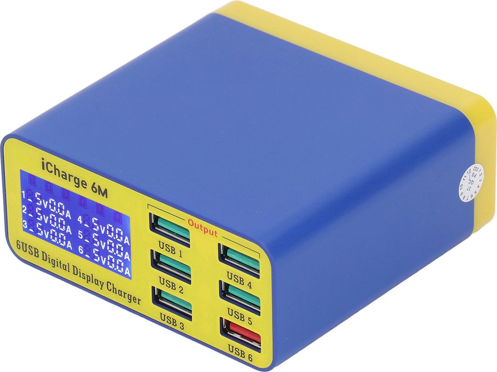 Schnellladegerät Digitalanzeige Schnelle Wärmeableitung 6 Port Ladegerät für Telefon PC 100?240V EU Stecker