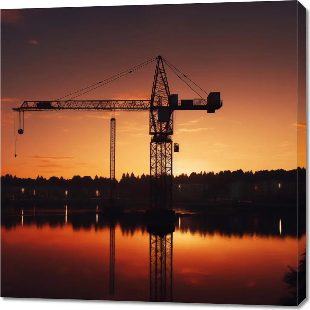 Quadro 90x90 cm Tramonto sul Gru | Tela Moderna per Soggiorno Design - 1