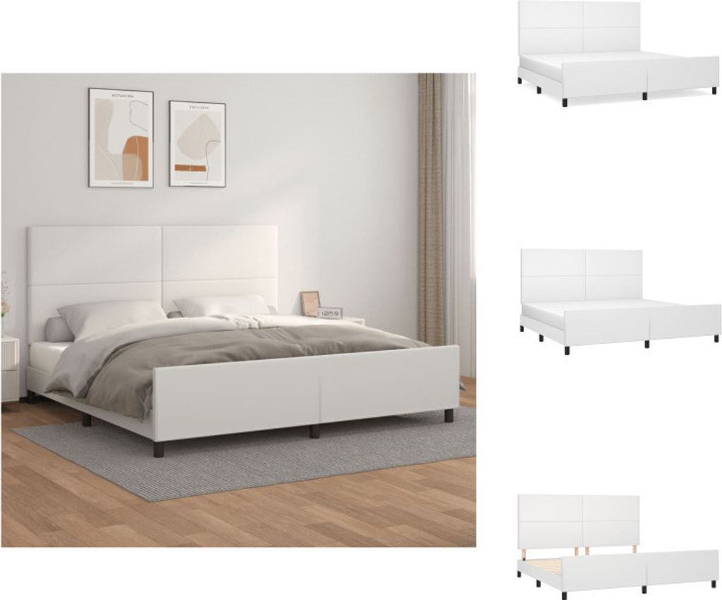 vidaXL Bettgestell mit Kopfteil Weiß 200x200 cm Kunstleder - Betten & Bettgestelle