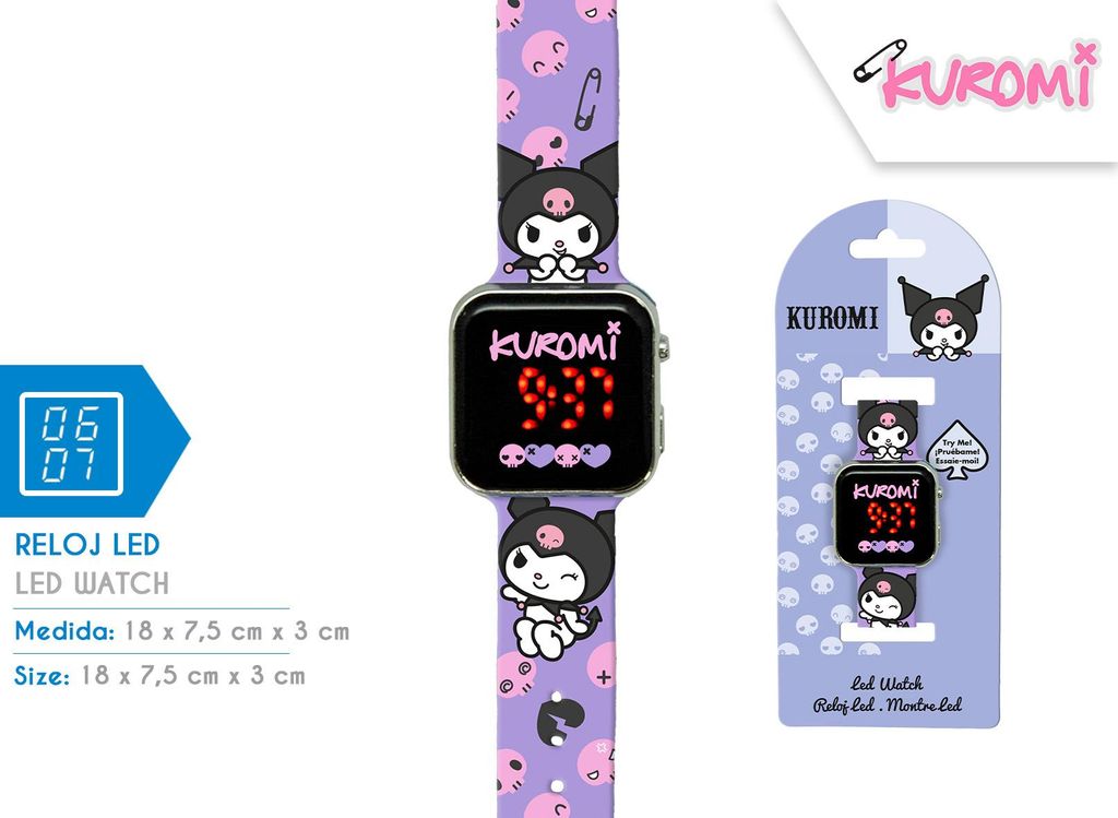 Zegarek LED z kalendarzem Kuromi Zdjęcie produktu 