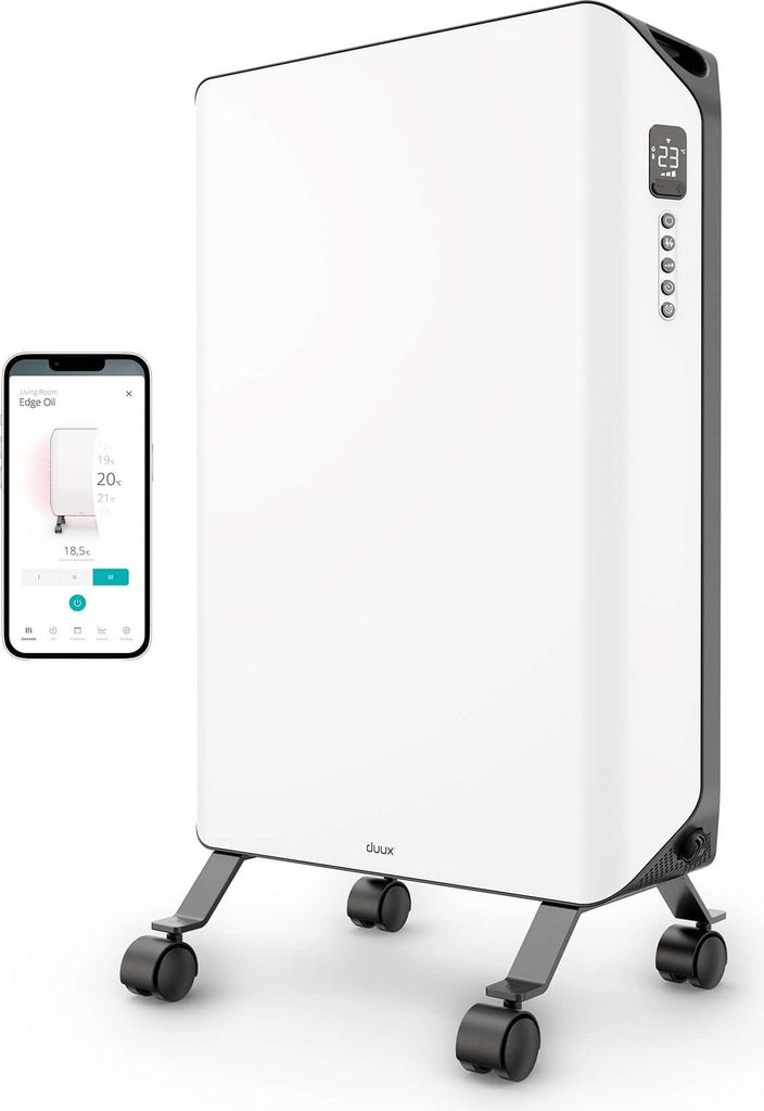 Duux Edge Oil Smart Ölradiator energiesparend - 2000W Elektro Heizkörper mit thermostat, Eco-Modus - Weiß