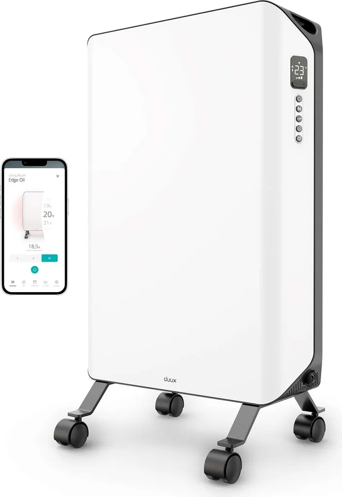 Duux Edge Oil Radiateur à Bain d'Huile Connecté 2000W Blanc Silencieux