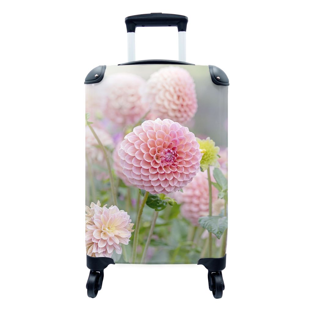 MuchoWow Koffer Handgepäck Trolley Rollkoffer Kleine Reisekoffer mit 4 Rollen - Gruppe mit Dahlien - Cabin Size < 55x40x23 cm & 55x40x20 cm - Fo...