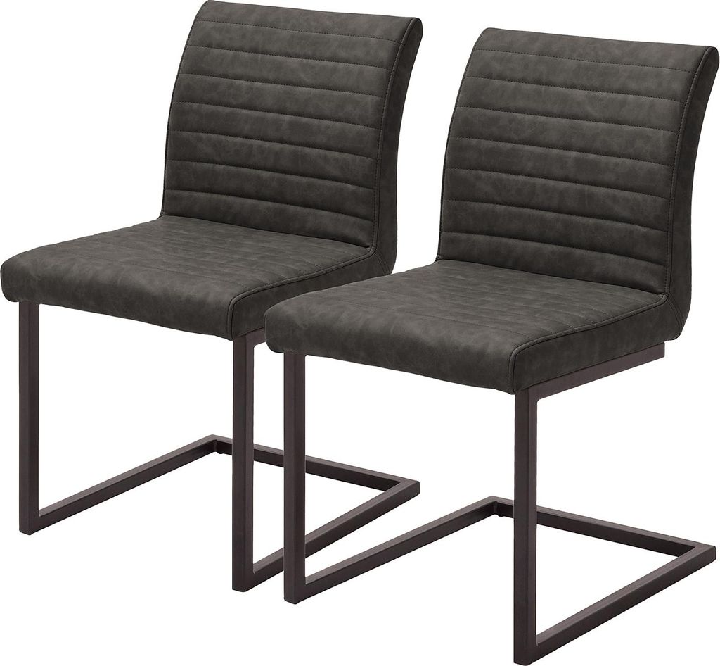 home24 Freischwinger - 2er-Set - Vintage Kunstleder