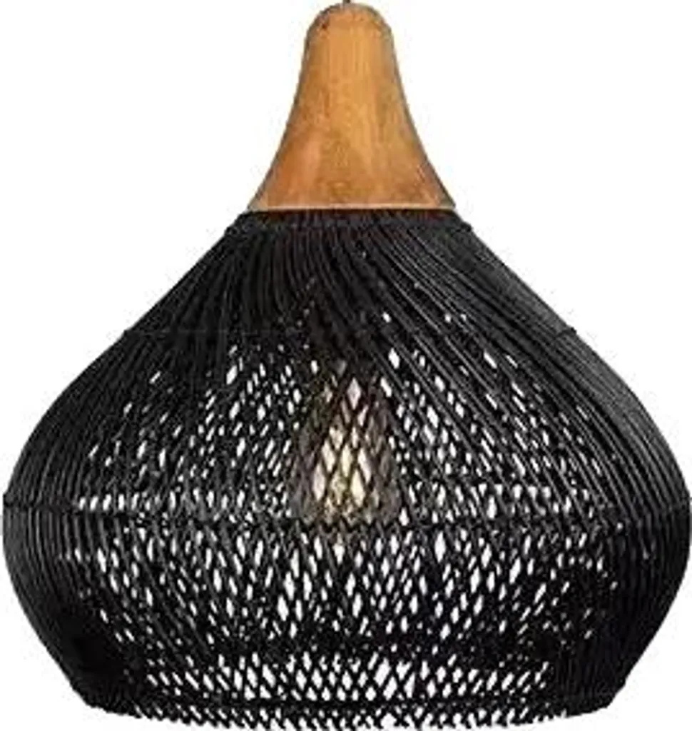 Lustre 4040-B en Vannerie Rotin Naturel, Design Élégant, Culot E27 - 40x40cm