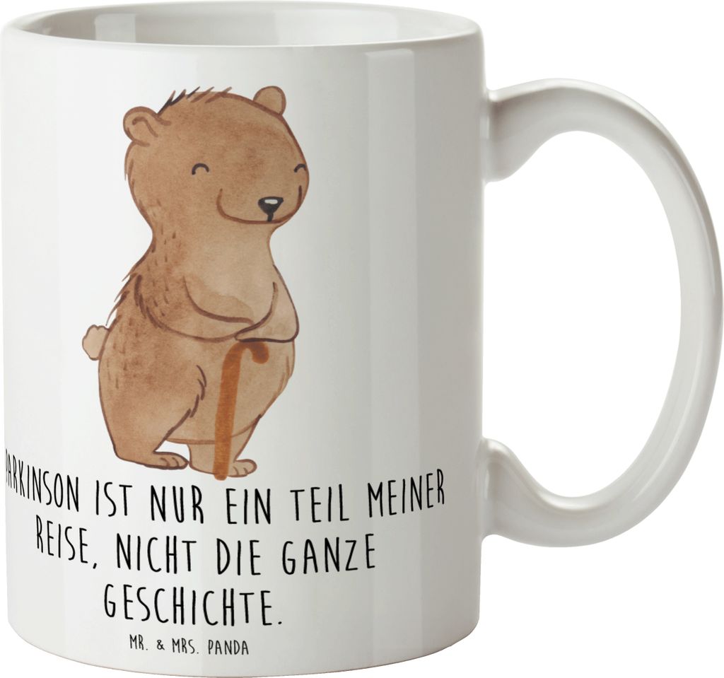 Mr. & Mrs. Panda Kaffeetasse Bär Parkinson - Weiß - Geschenk, Bedruckte Tasse, schöne, Morbus, Becher, haferl, Neurodegenerative Erkrankung, Kaf...