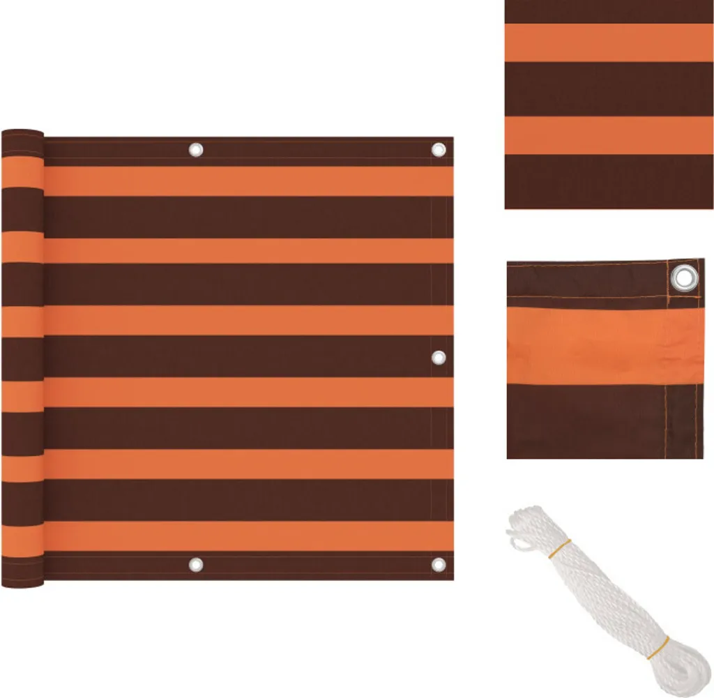 vidaXL Schermo Privacy Balcone 90x600 cm Arancione e Marrone Oxford