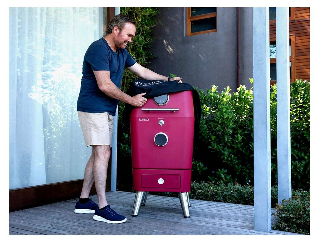 4K Holzkohlegrill und Smoker mit langer Abdeckung, strapazierfähigen Riemen, wasserdichtem Futter und ganzjährigem Schutz, schwarz