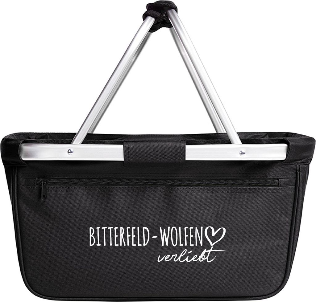 Huuraa Einkaufskorb Bitterfeld-Wolfen verliebt 20 Liter Black faltbarer Tragekorb Geschenkidee