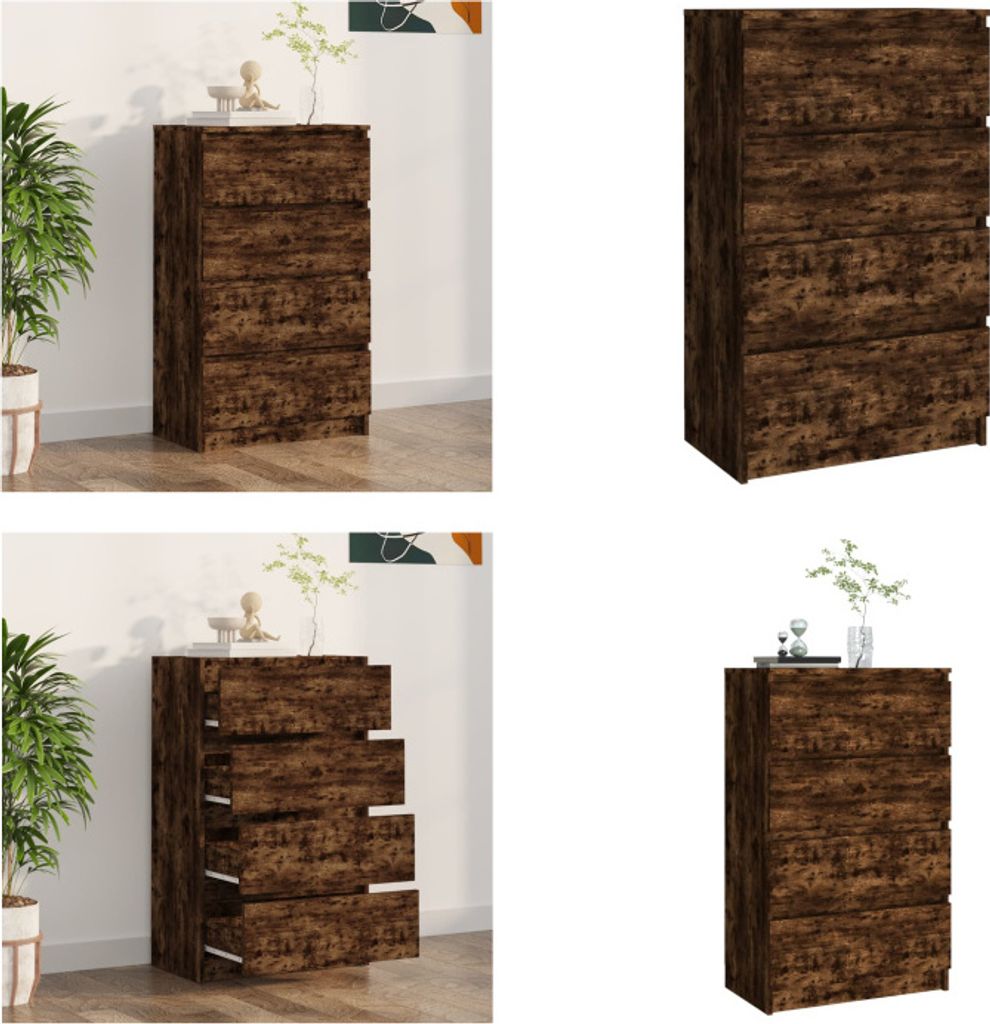 vidaXL Sideboard Räuchereiche 60x35x98,5 cm Holzwerkstoff - Sideboard - Sideboards - Schrank - Lagerschrank