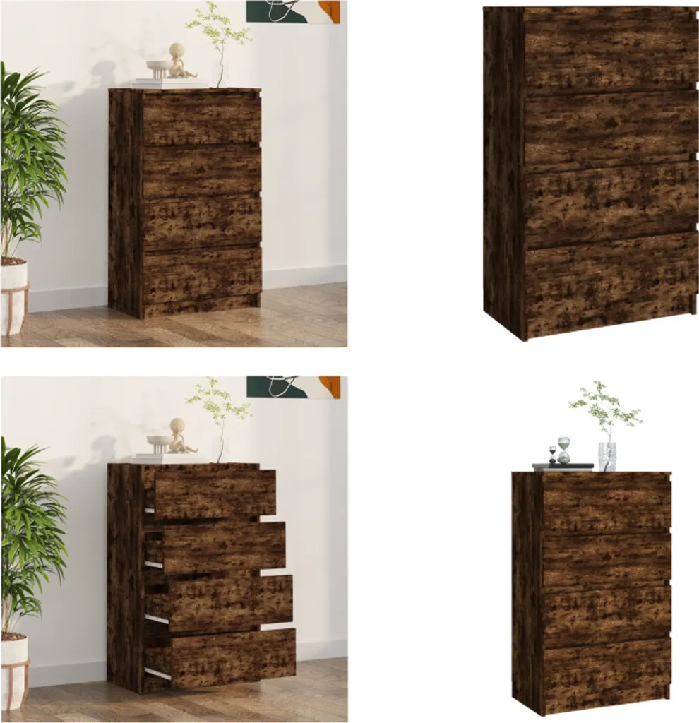 Credenza Economica Rovere Affumicato 4 Cassetti - vidaXL 60x35x98,5