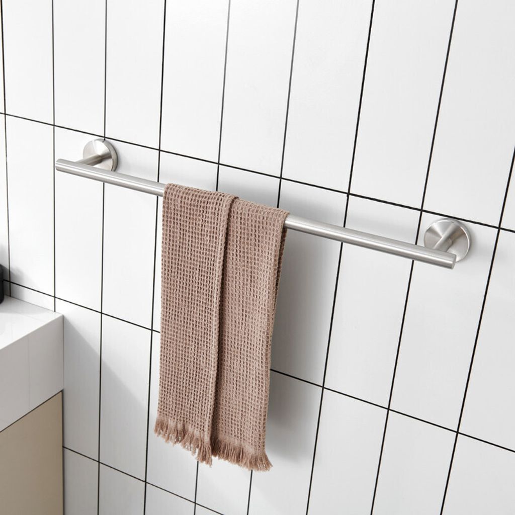60 cm Handtuchhalter Aufhängestange aus Edelstahl 2 Installationsmethoden gebürstete Handtuchhalter