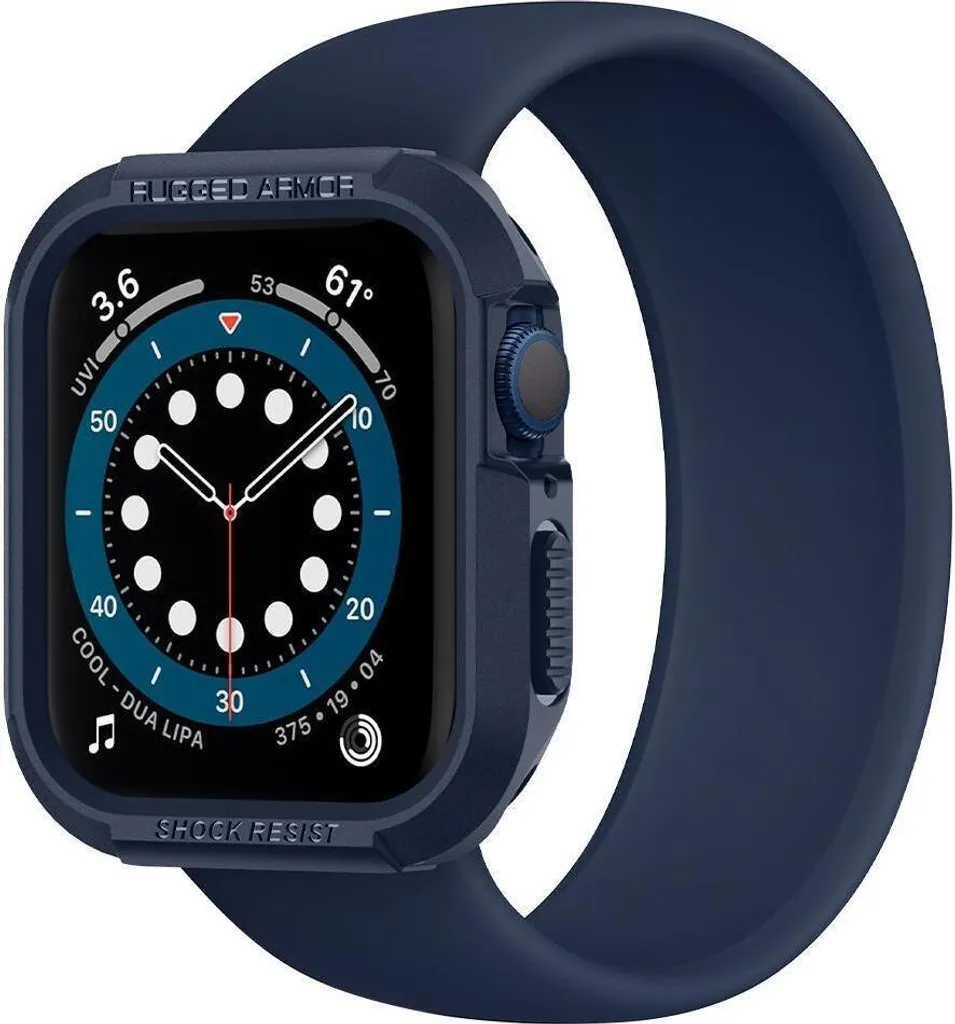 Coque Sport Apple Watch 7/6/SE Bleu Marine Spigen Rugged Armor 45mm