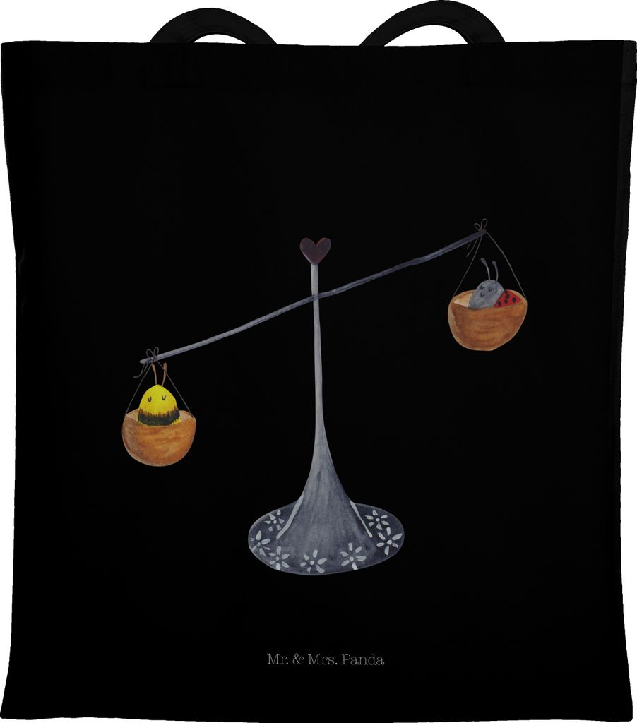 Mr. & Mrs. Panda Tote Bag Sternzeichen Waage - Schwarz - Produktbild 