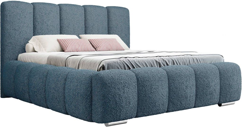 MIRJAN24 Polsterbett Wizko Boucle, Doppelbett mit Bettkasten, Ehebett, Leistenlattenrost aus Holz (Farbe: Abriamo 14, Größe: 180x200 cm)