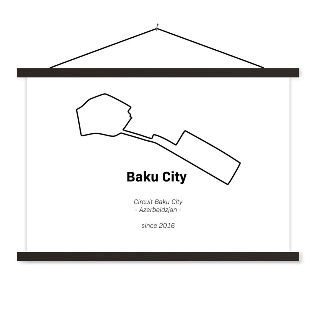 MuchoWow Textilposter Formel 1 - Baku - Rennstrecke 60x40 cm mit schwarzem Rahmen - Hölzernes