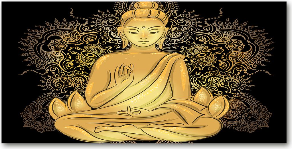 Tulup Küchenrückwand Spritzschutz aus Glas -100x50 -Spritzschutz auf gehärtetes GlasDeko Kunst Sitzender Buddha