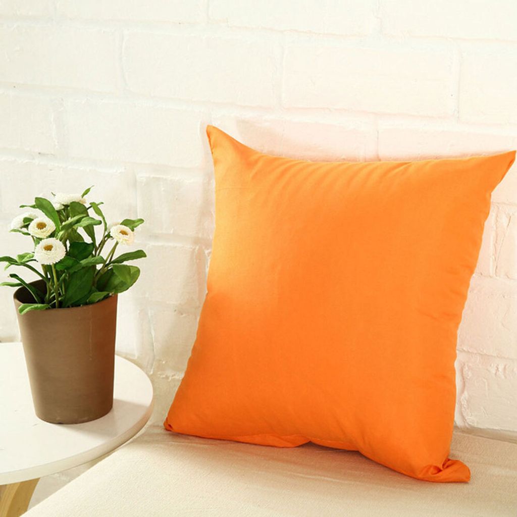 einfache Festwurfkissen -Gehäuse Home Sofa Leinen Baumwollquadratkissenabdeckung-Orange