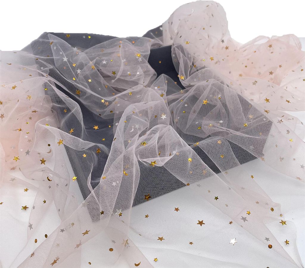 1 Roll Sternmuster Tüll Roll Glitter Trimming Net Garn Geschenkbouquet bloßes Band für Blumenladen-Sekt