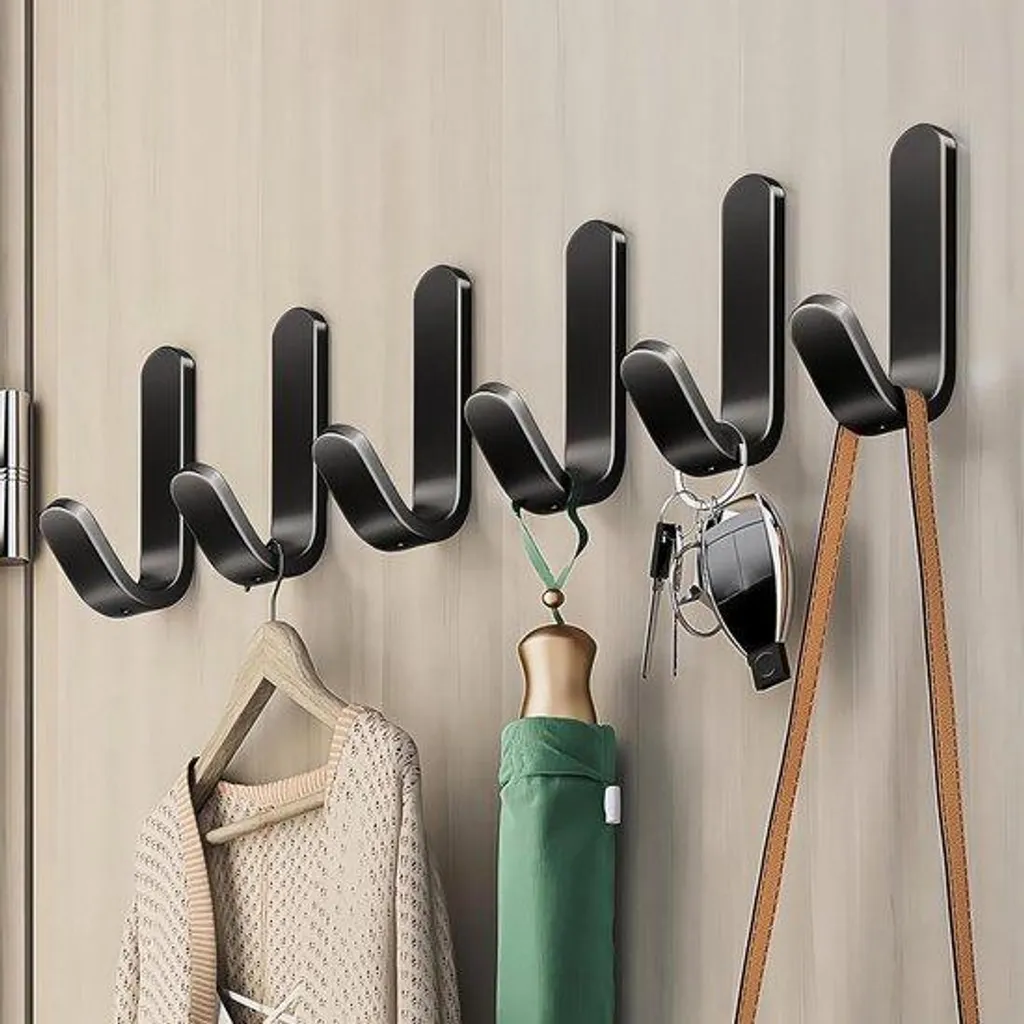 Crochet Autocollant Puissant sans Perçage Noir - Stop aux Trous dans le Mur